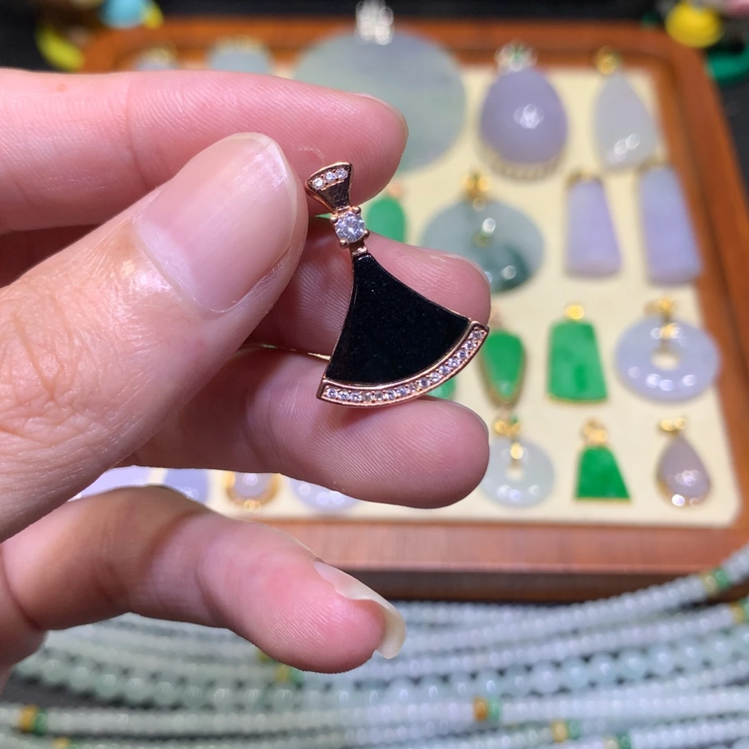 吊坠(不含链)银S925镶嵌翡翠