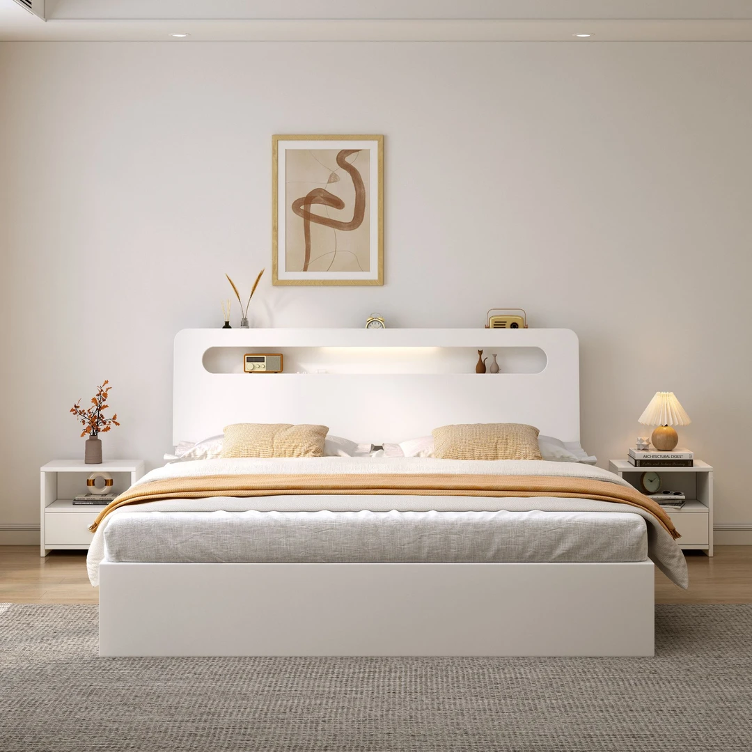 【包安装】实木床现代简约1.5米床双人床家用主卧1.8实木床儿童床