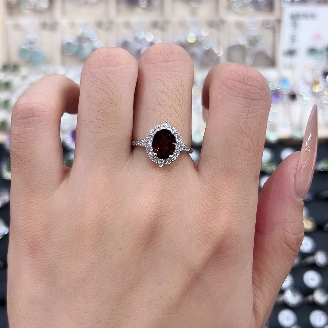 红宝石银S925镶嵌戒指