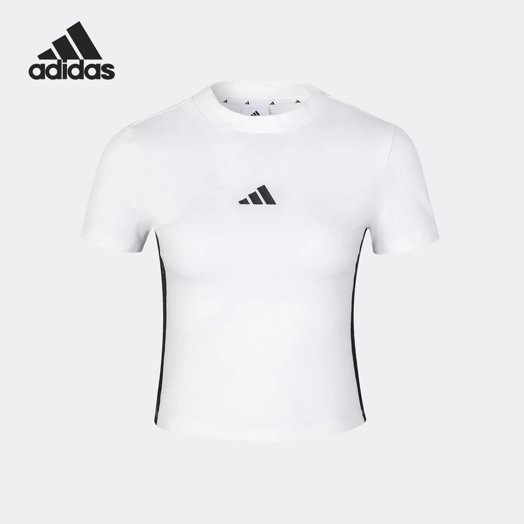 adidas/阿迪达斯运动休闲短袖T恤白色圆领上衣JY8571