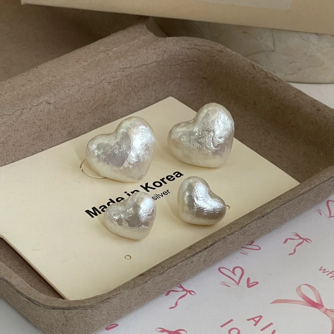 铜合金树脂耳饰 「雪花爱心」爱心百搭耳饰耳夹无耳洞百搭高级耳钉