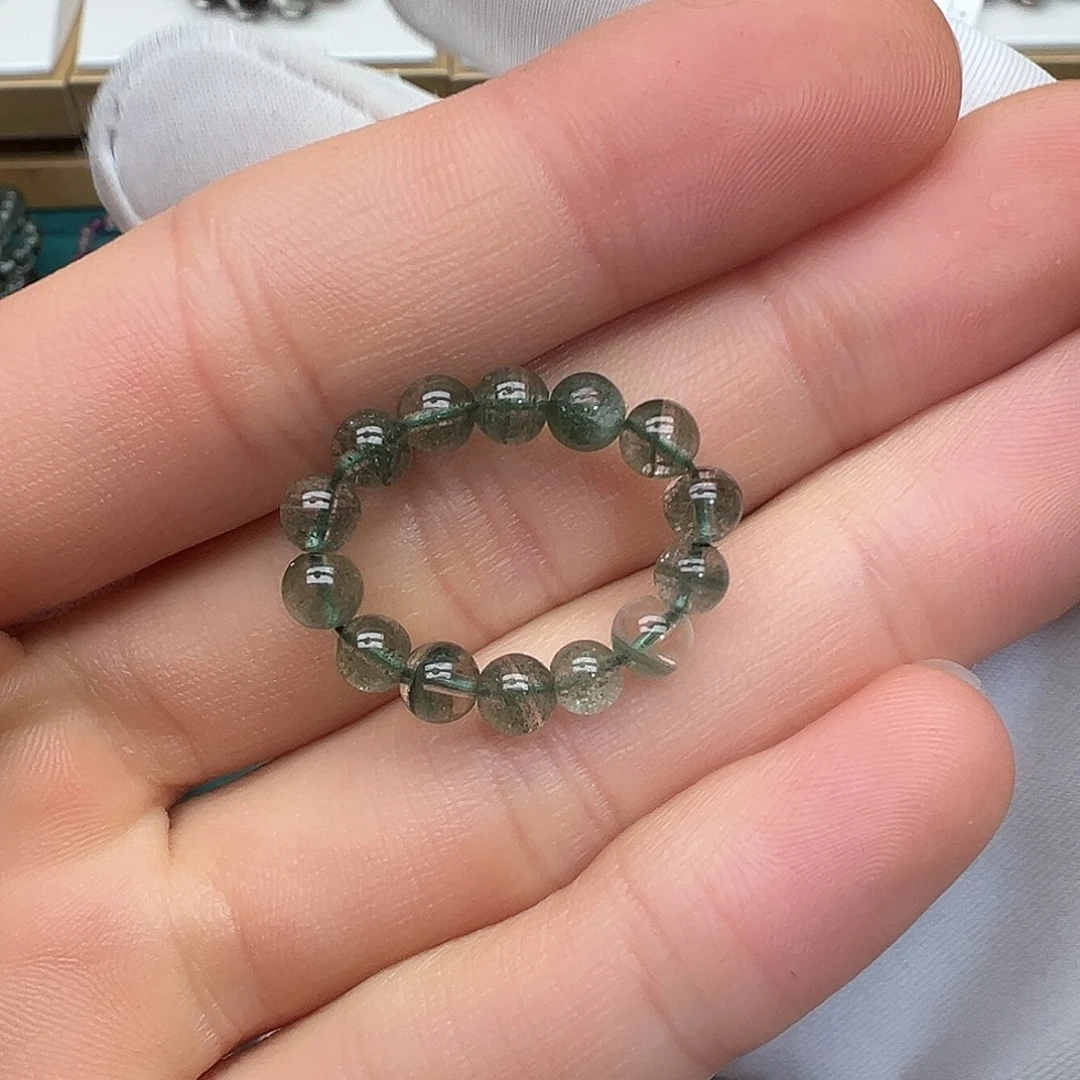 水晶手串未镶嵌绿幽灵跑环4.5