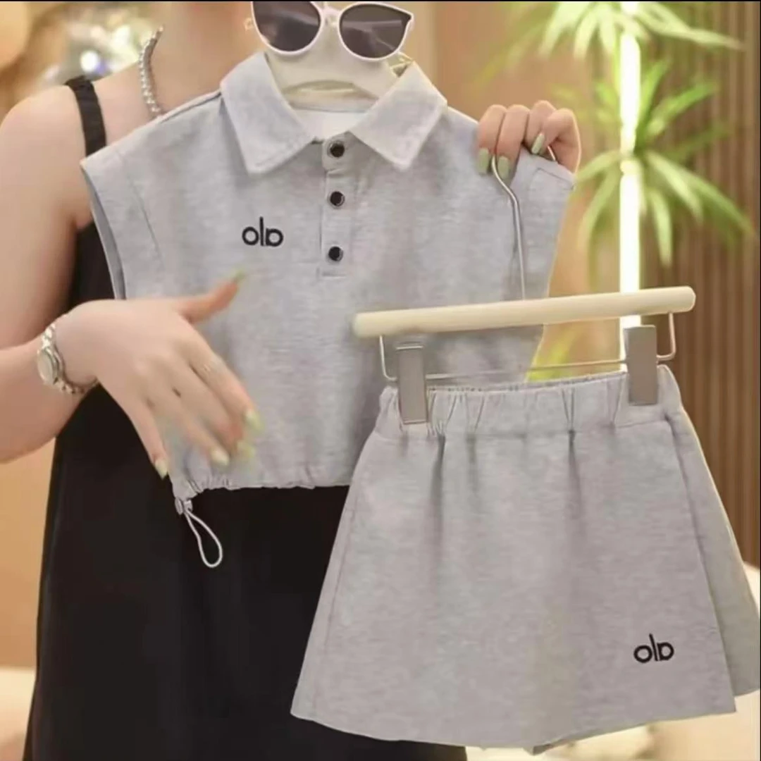 女童套装夏款薄款2025新款女孩运动休闲POLO衫短裤儿童夏款两件套