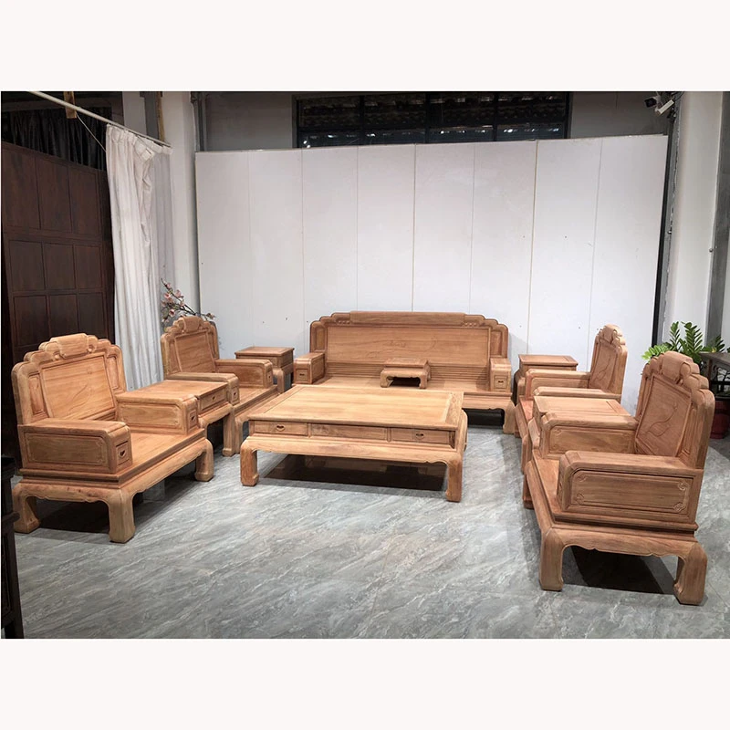 红木家具缅甸花梨鸿福沙发十一件套新中式实木客厅小户型沙发组合