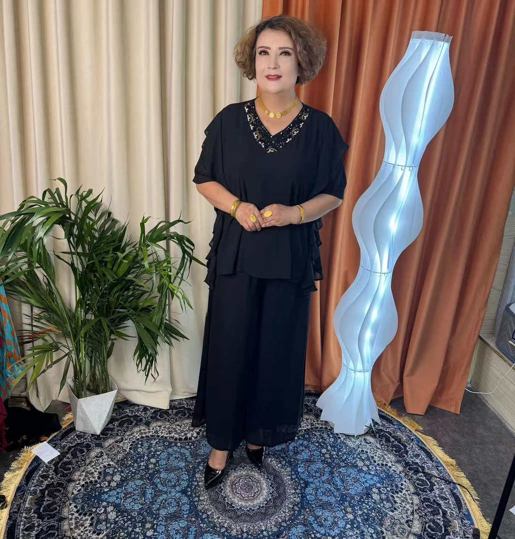 阔腿裤休闲风黑色夏季时尚套装上衣街头风衬衫气质