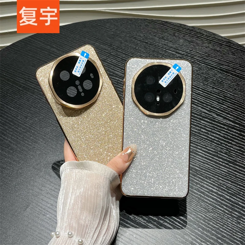 适用华为mate70rs手机壳闪粉镜头支架mate70pro全包防摔保护套女