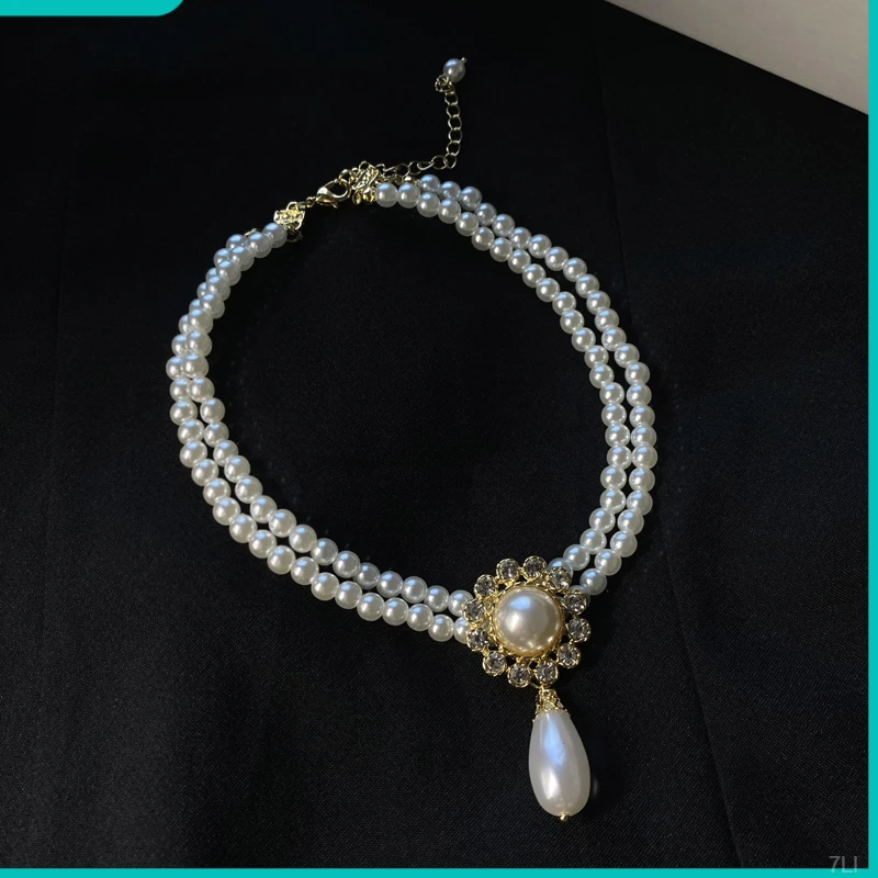 项链式宫廷风优雅 赫本设计镶钻展现气质项链复古非金属