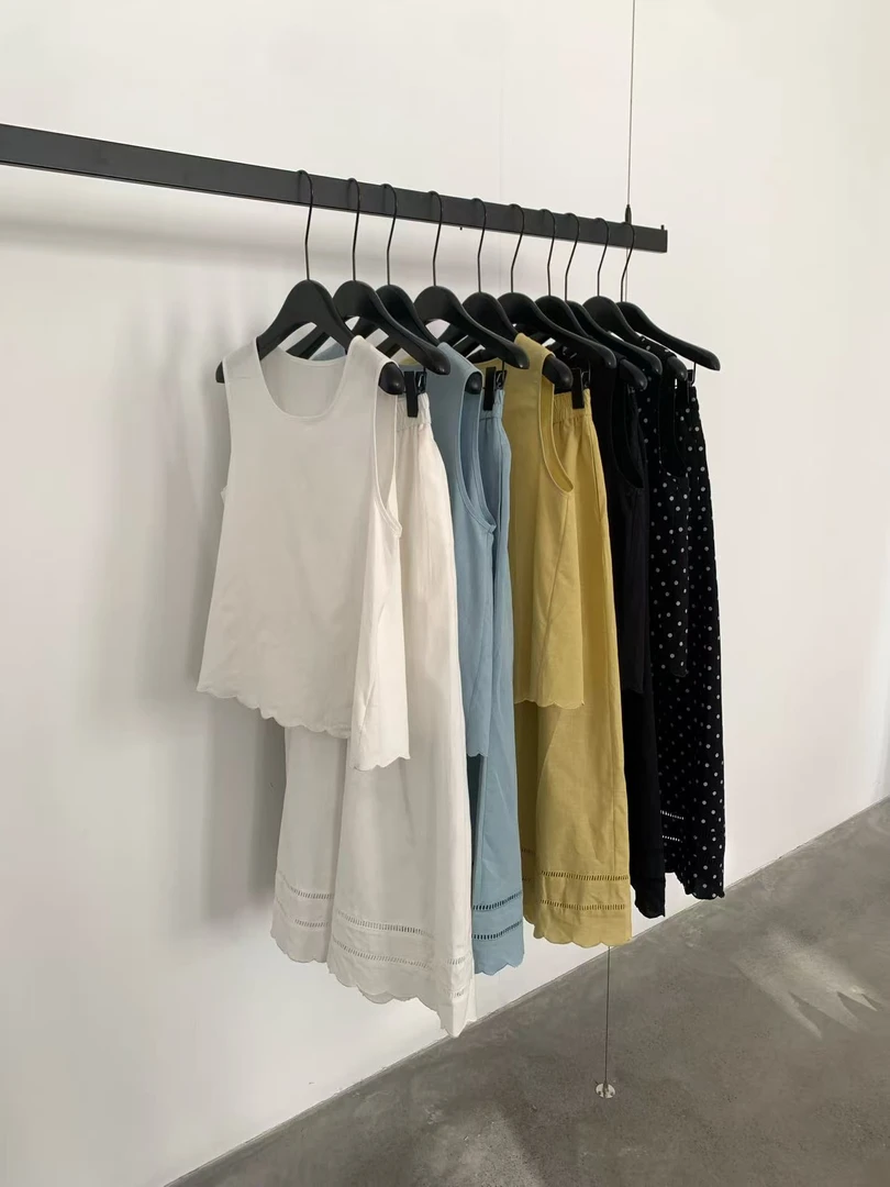 恩熙·夏季气质韩版无袖花边阔腿裤套装8276