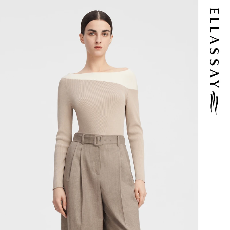 【粉丝专享】ELLASSAY秋冬拼色设计感针织衫EWF343M04600