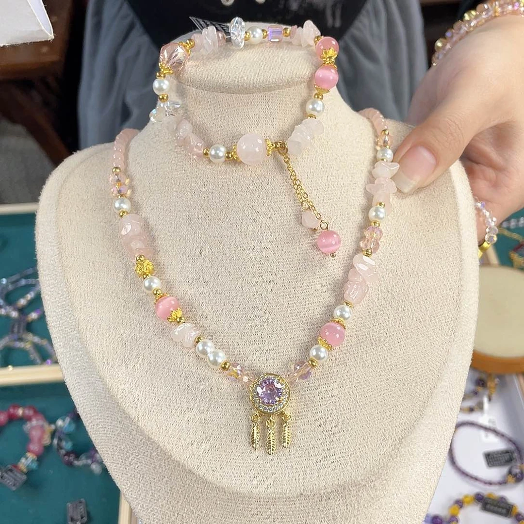 水晶手链银S925镀金镶嵌