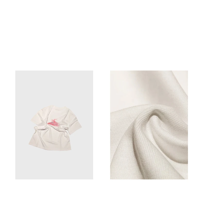 MAINRAY-「拥抱阳光」极简风晕染球球印花宽松圆领短袖T恤