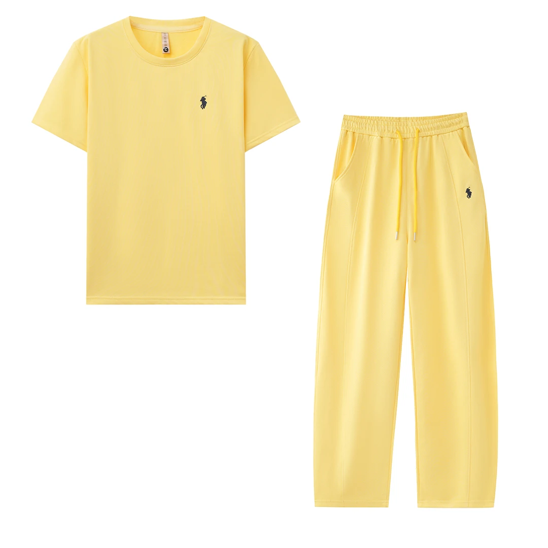 25夏款纯棉短袖长裤多彩套装宽松慵懒百搭吸汗透气舒适