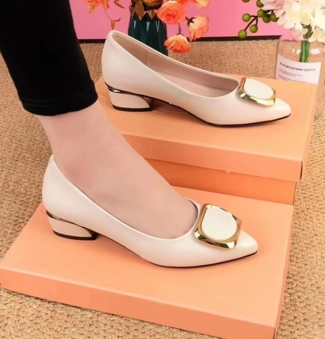 【运费险补贴】夏季软底单鞋女中跟粗跟气质皮鞋浅口尖头平底工作鞋