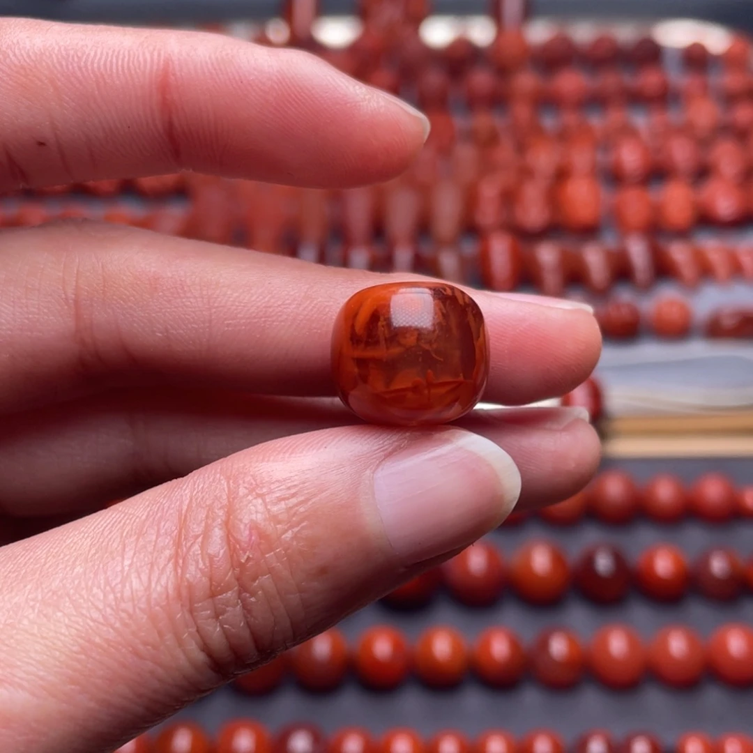 南红玛瑙未镶嵌其他W14瓦西双色带火焰老型珠