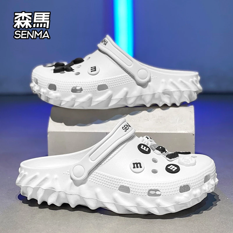 森马男鞋2025年夏季透气防滑防臭洞洞鞋男士百搭外穿厚底休闲凉拖
