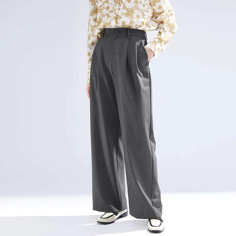 【达人专属】播春高腰直筒阔腿西裤DDR1KD5162垂感直筒裤