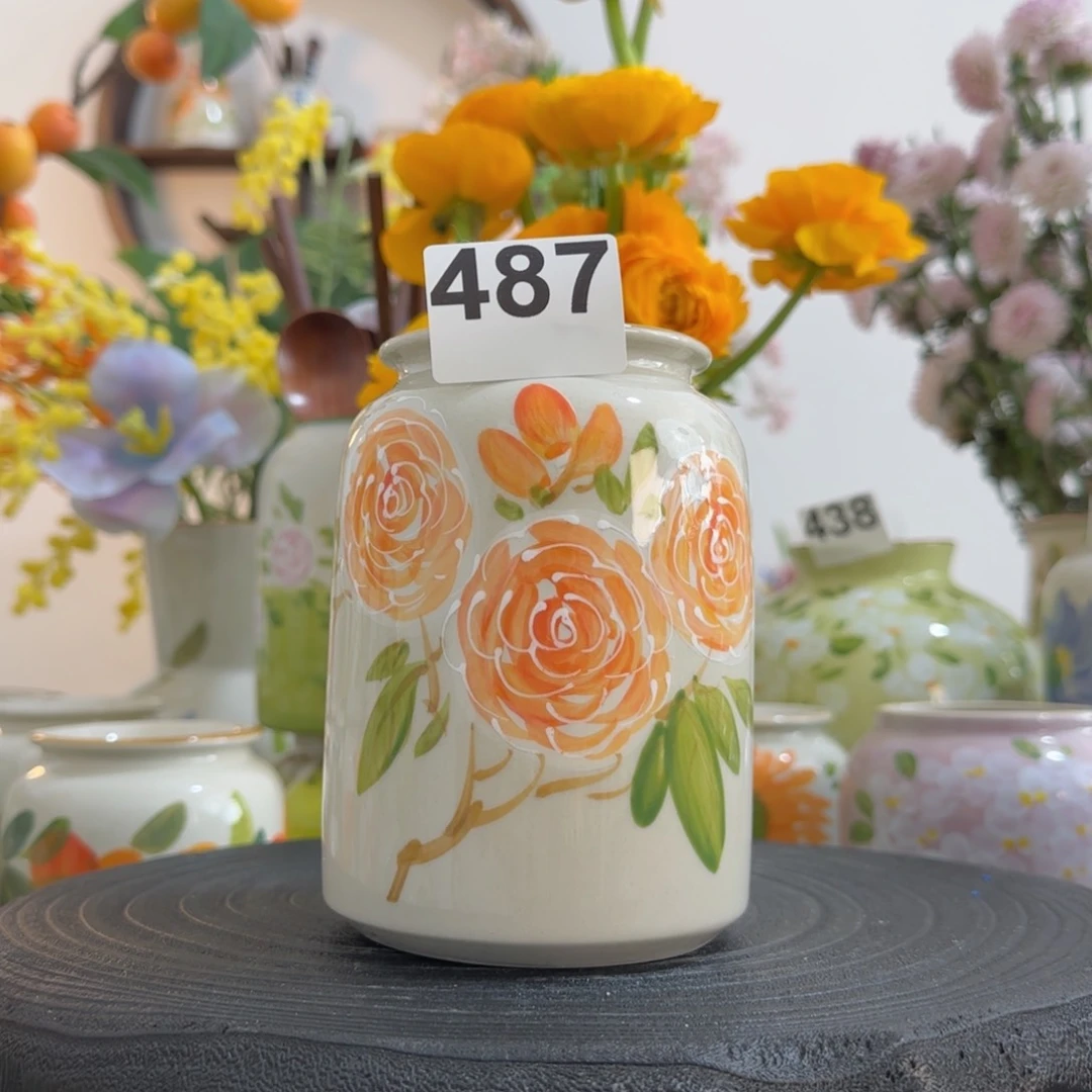 摆件景德镇陶瓷手绘花瓶摆件无孔