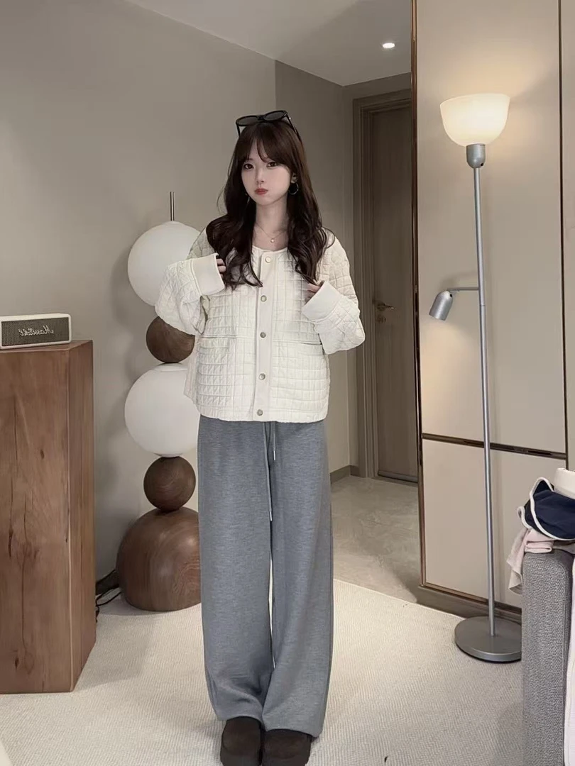 女圆领薄款休闲风秋冬长袖短外套开衫气质休闲上衣