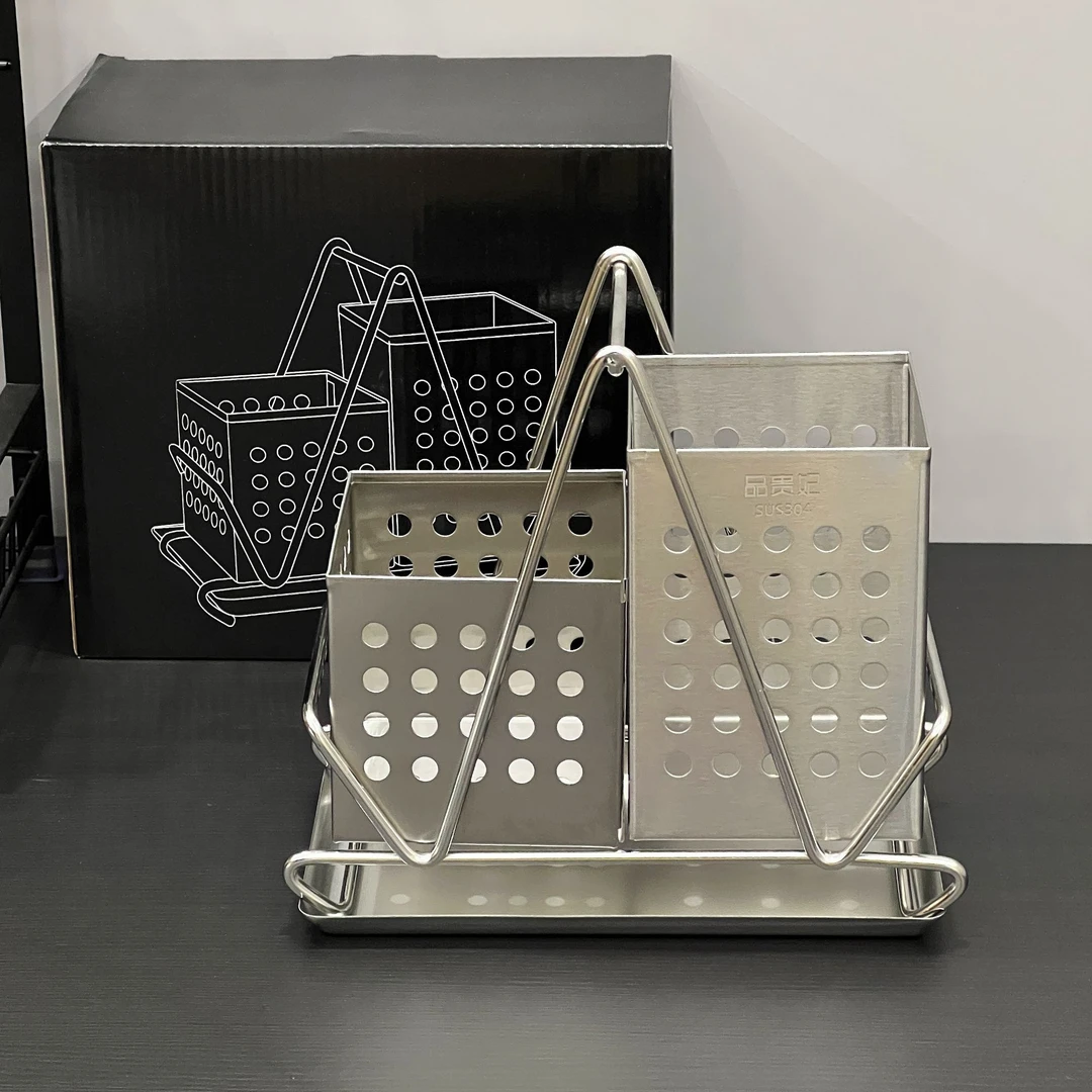 304不锈钢筷子收纳盒筷子笼筷笼家用放勺子筷子筒置物架筷子篓