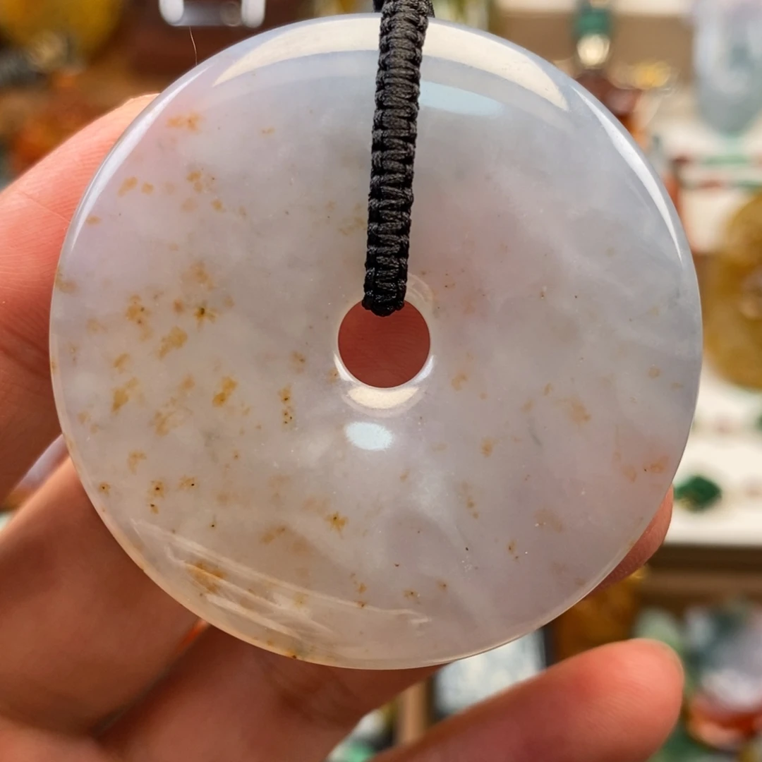 翡翠未镶嵌颈饰洒金大平安扣