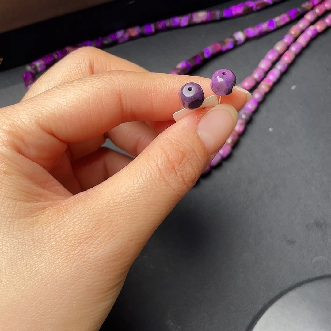 苏纪石（舒俱来）银S925镶嵌耳钉