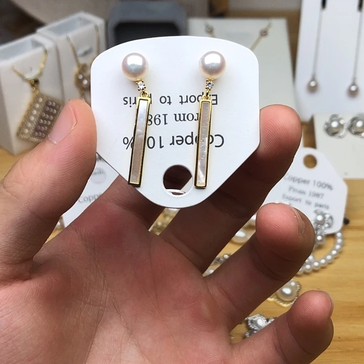 银S925镶嵌淡水珍珠耳饰