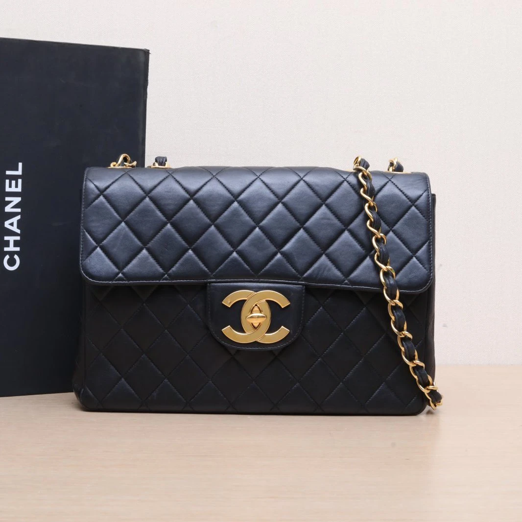 90新 Chanel/香奈儿 单肩包  黑金羊贝嫂包30 P215766214