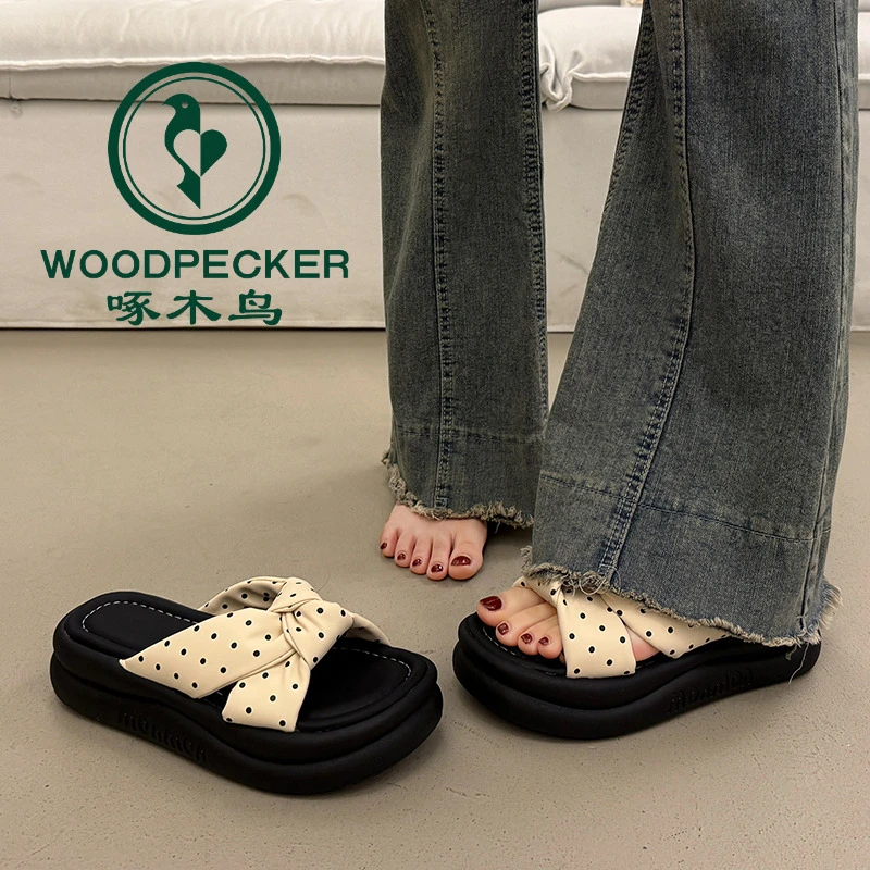 啄木鸟法式绝美厚底凉拖女夏外穿时尚2025超火新款配裙子外出拖鞋