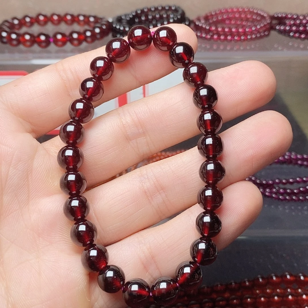 石榴石手链未镶嵌卡8高品质单圈酒红