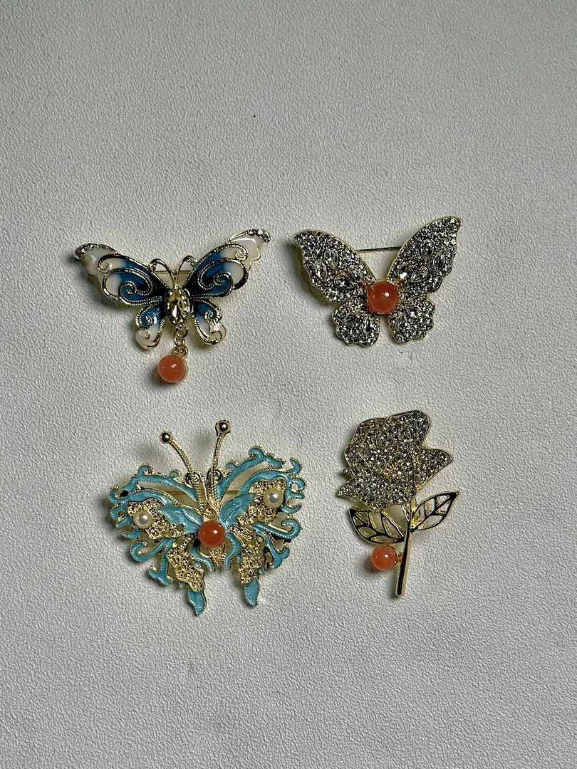 南红玛瑙合金胸针发夹(多样式发其一)