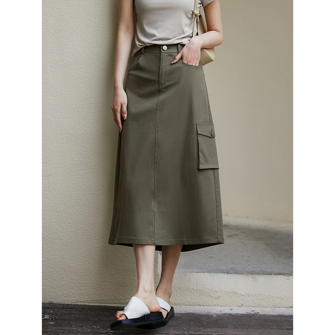 笑涵阁 25年春 知性女主时尚通勤佰搭气质工装半身裙QZE891503AL