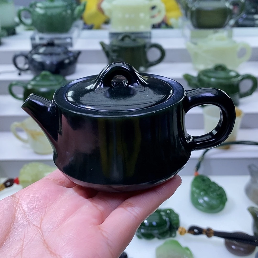 和田玉未镶嵌挂件茶壶