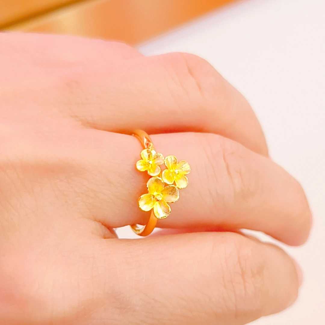 B 足金999三生花戒指（2款可选）