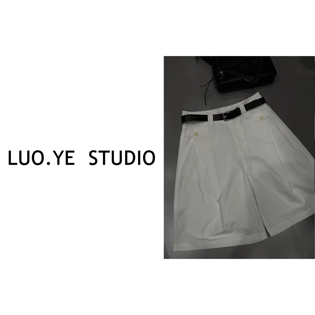 罗爷 · 【清凉岛屿】欧货编织腰带口袋五分裤薄款水洗百搭时尚3971