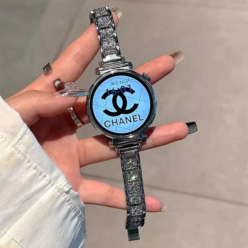 适用于华为watch5表带gt5女款手表表带watch4Pro新款满钻金属腕带