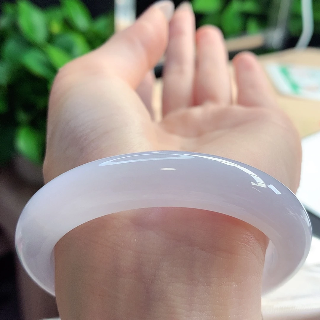 未镶嵌手镯翡翠天然A货翡翠54-55冰胶樱花粉 泥鳅背6号