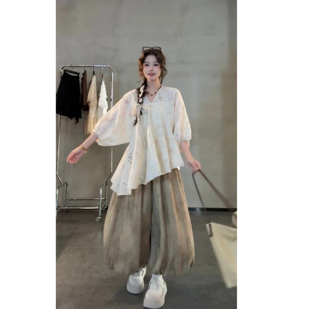 VGVL【棉花糖】夏季新款粉色灯笼裤女