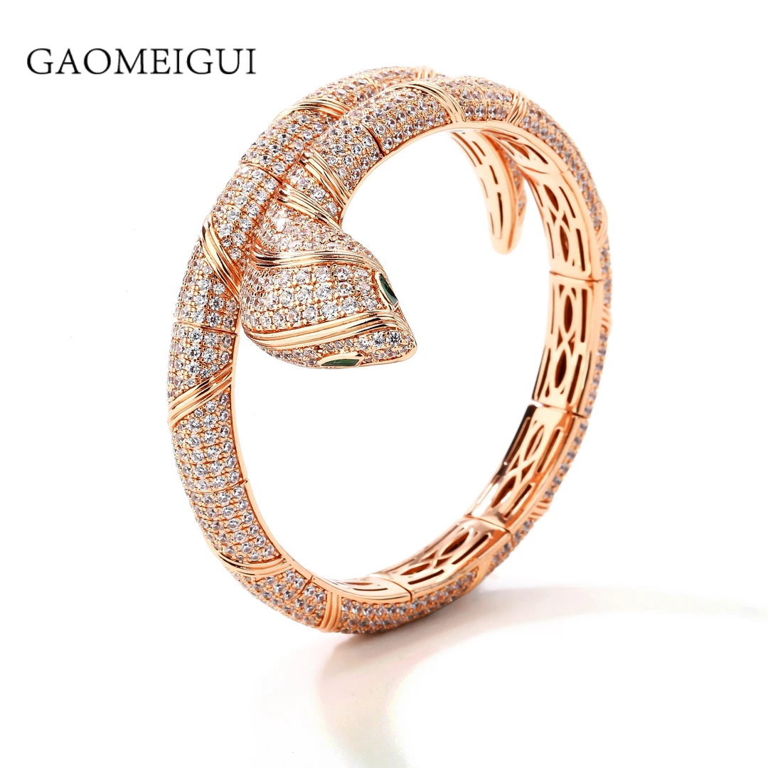 合金合成锆石手镯 GAOMEIGUI 海外款 高定高奢蛇骨手镯