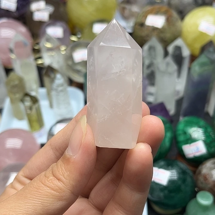 珠宝半成品未镶嵌水晶54克粉水晶柱