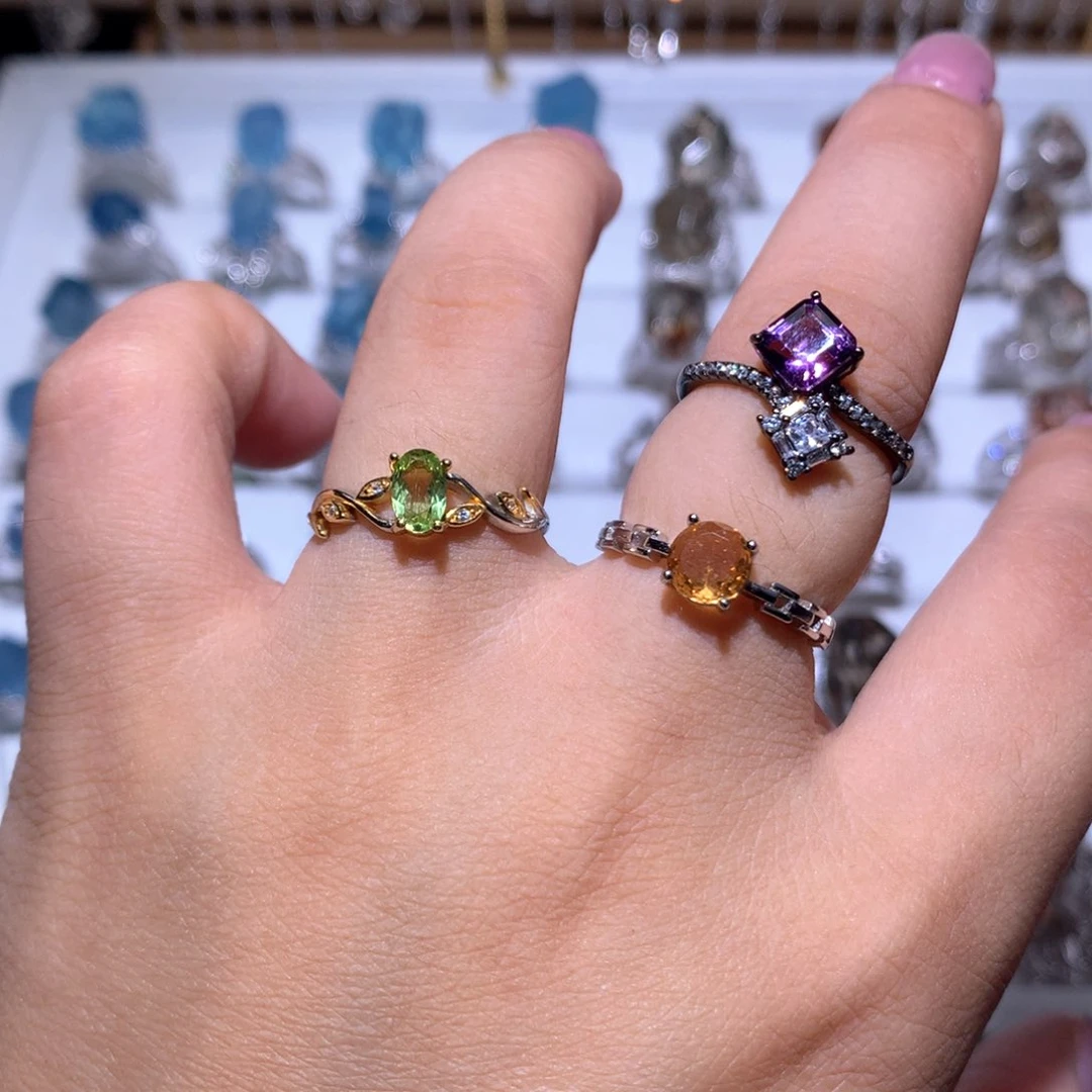 【闪购商品】水晶戒指银S925镶嵌戒指