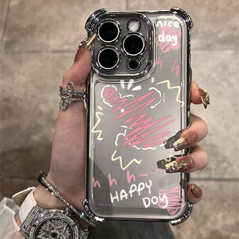 粉涂适用苹果16/15promax手机壳防摔iPhone14pro电镀131211xs高级