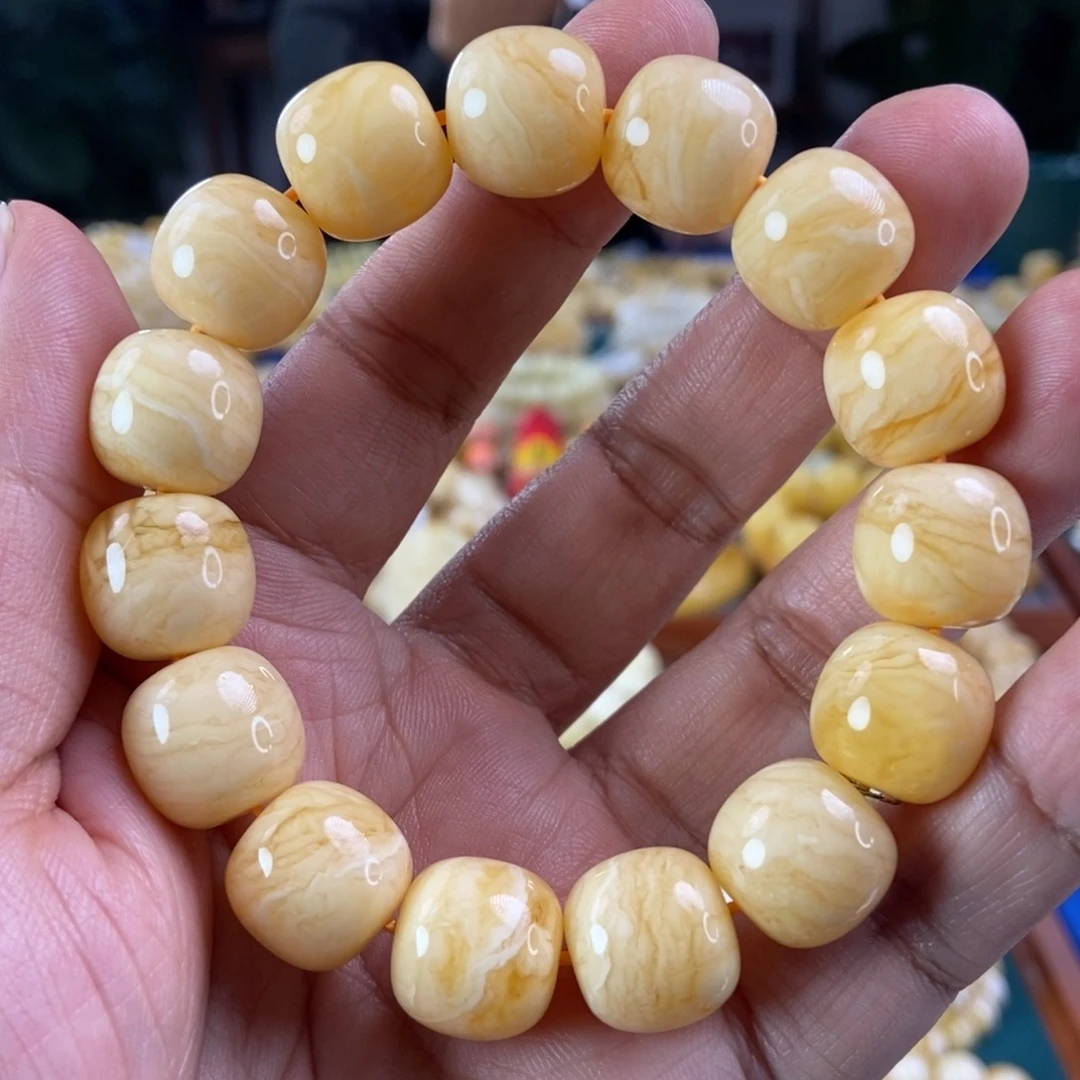 琥珀珠宝奇石未镶嵌永**毅15+虎皮纹同料串31.68