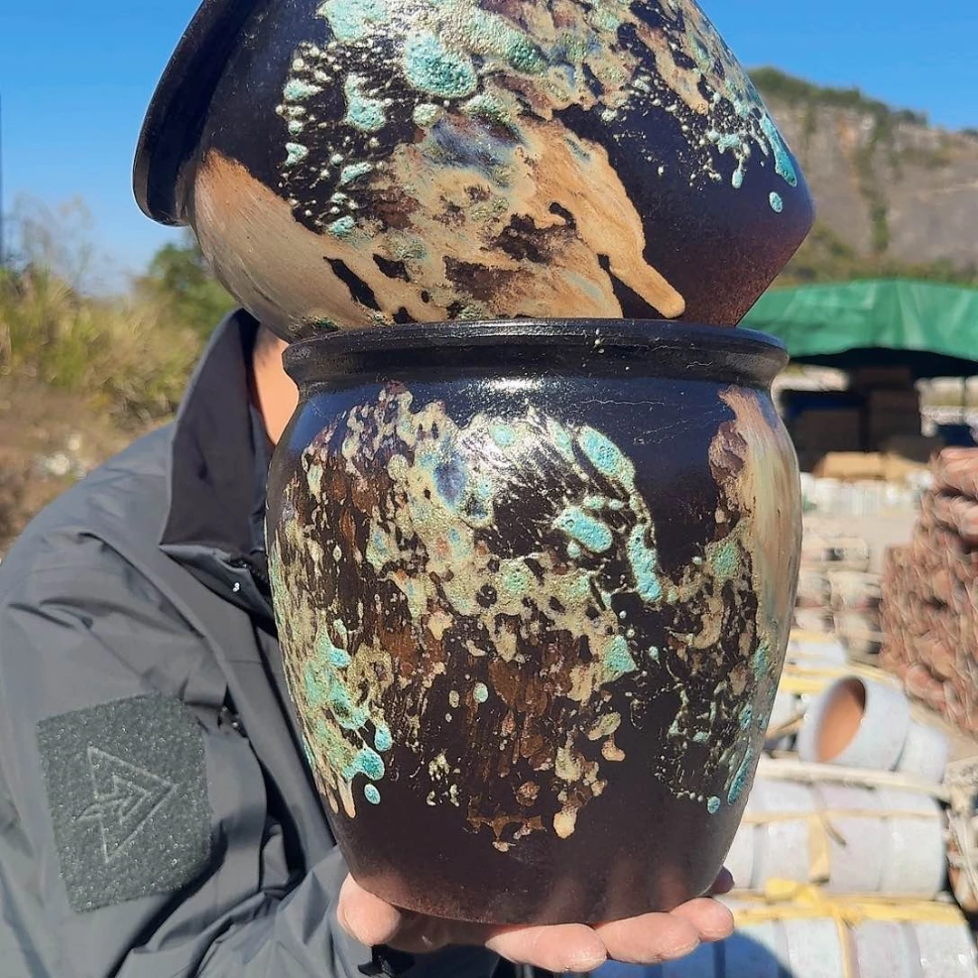 紫砂花盆口20高20（两个姹寂绿
