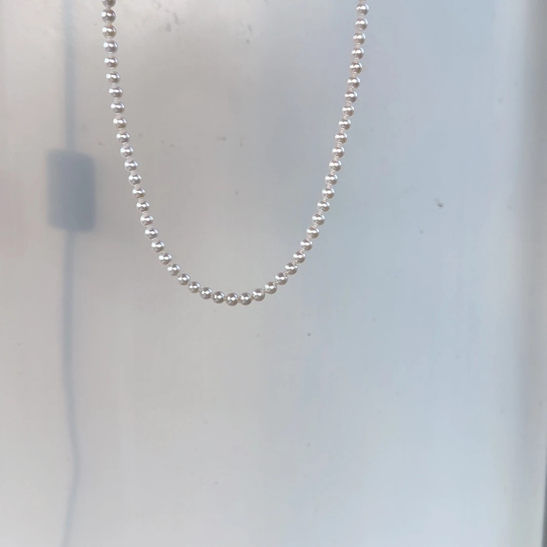 颈饰银S925镶嵌淡水珍珠6-7无核极光镜面正圆无暇炫彩冷白