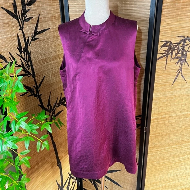 满分桑蚕丝香云纱时尚圆领斜襟包肩袖奥黛