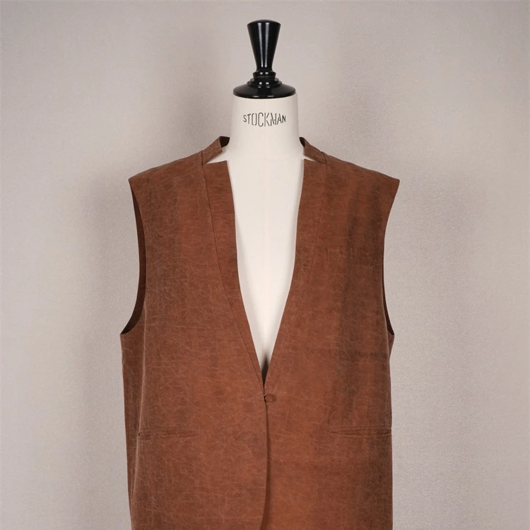 【非遗香云纱】龟裂纹棕色马甲非遗香云纱套装CD2167402