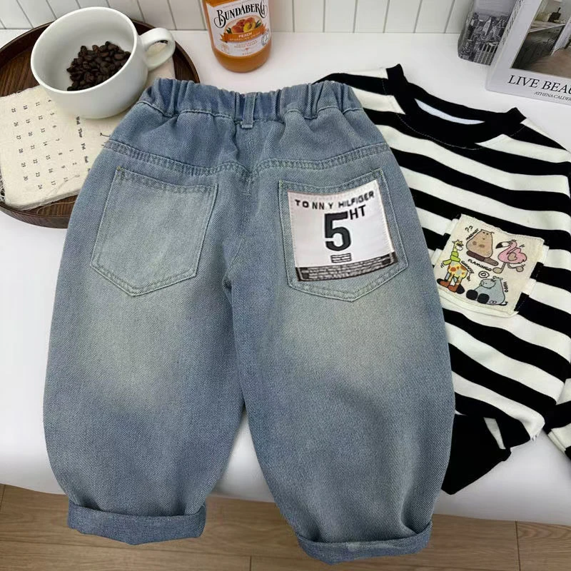 童装男童牛仔裤春秋季宽松裤子长裤儿童男孩宝宝帅气休闲裤潮流