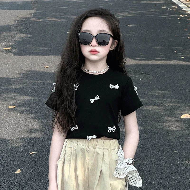 儿童女装夏装2025新款女童薄款时尚韩范t恤女孩夏季洋气短袖上衣