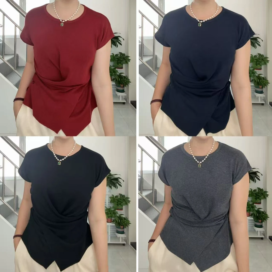 2192时尚不规则交叉扣超细六羊毛针织衫