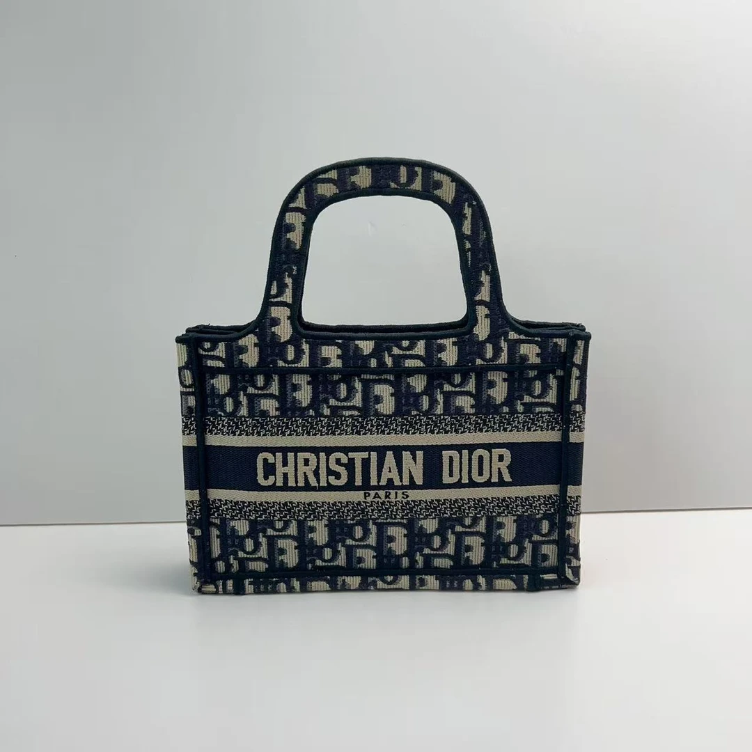 95新 DIOR/迪奥 迪奥老花刺绣小号百搭手提包